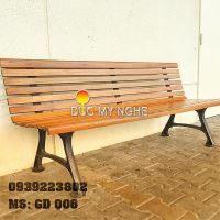 Ghế Băng Dài Công Viên Gang Đúc Đẹp Ngồi Chờ Gỗ Ngoài Trời Không Tay Vịn GD006
