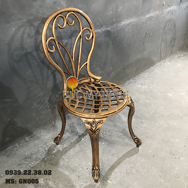 Ghế Nhôm Đúc Cafe Sân Vườn Gia Đình Ngoài Trời Sơn Giả Cổ Đồng GN005