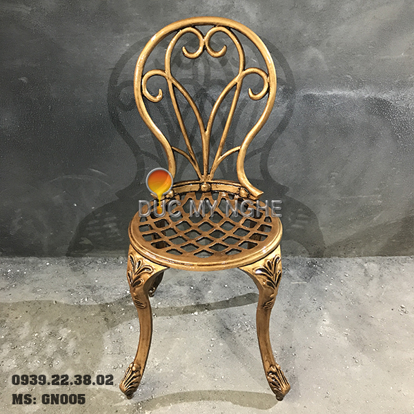 Ghế Nhôm Đúc Cafe Sân Vườn Gia Đình Ngoài Trời Sơn Giả Cổ Đồng GN005